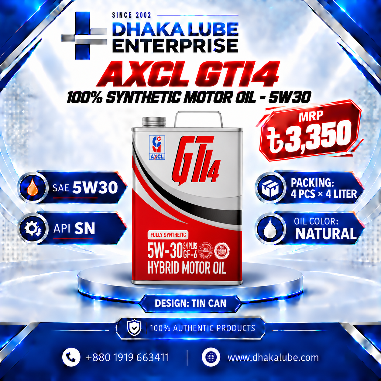 GTi4 100% Synthetic Motor Oil SAE 5W30 4LTR